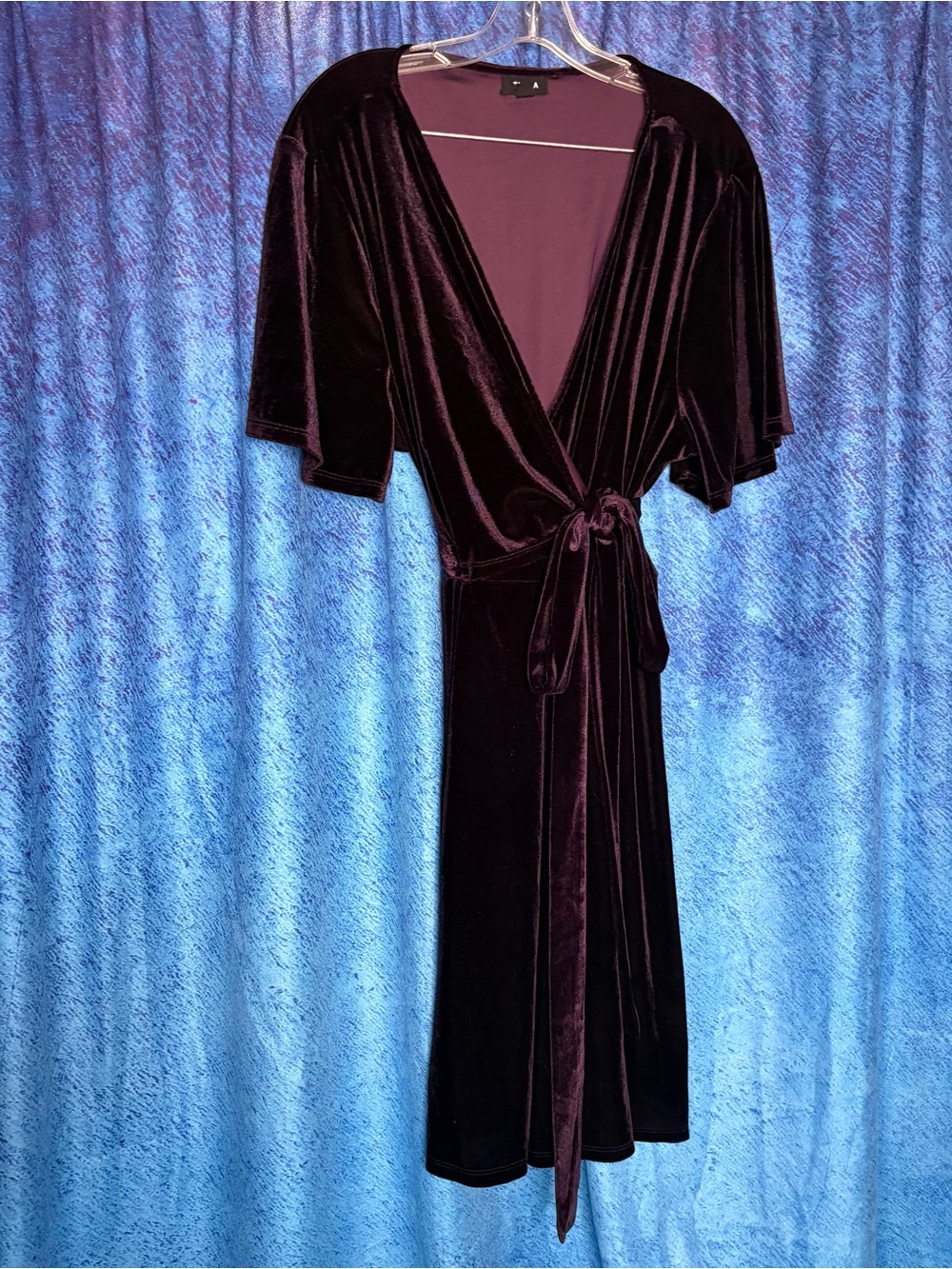 Tacera Velvet Wrap Dress in Deep Plum